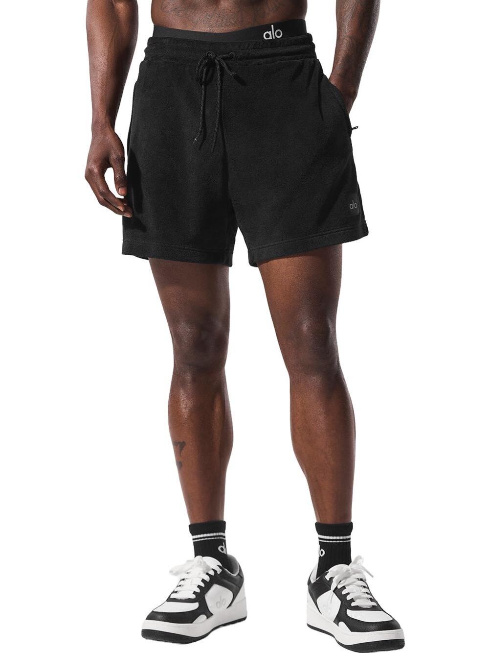 Alo Yoga 7” Coastal Terry Black Workout Gym Athleisure Sweat Shorts Men’s Medium